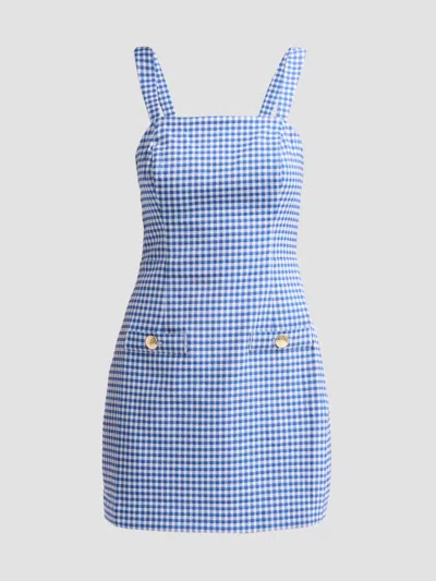 Lilly Pulitzer Veda Skirted Romper In Starlight Navy Gingham Stretch Jacquard In Multi