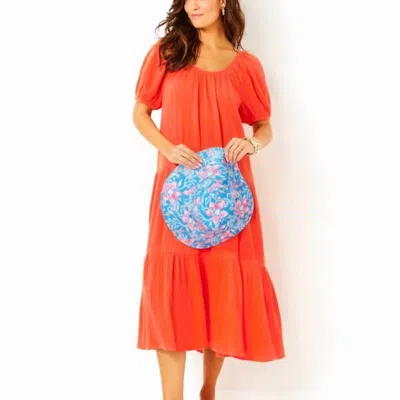Lilly Pulitzer Women's Zemini Maxi Coverup Dress In Flamingo Feather In Orange