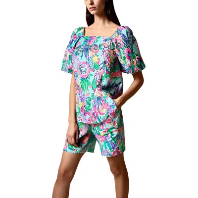 Lilly Pulitzer Womens Printed Cotton Blouse In Multi