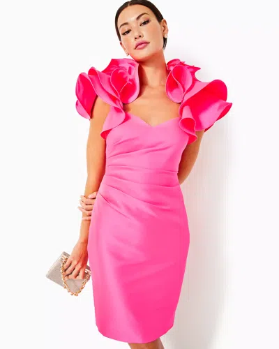 Lilly Pulitzer X Badgley Mischka Honor Ruffle Dress In Roxie Pink