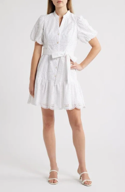 Lilly Pulitzer ® Xylia Tie Belt Cotton Minidress In Resort White Pineapple Tile