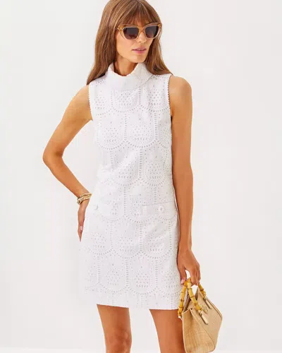 Lilly Pulitzer Zander Sleeveless Romper In Resort White Pineapple Tile Eyelet