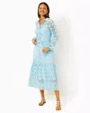 Lilly Pulitzer Zia Eyelet Midi Shirtdress In Hydra Blue Soiree Eyelet