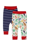 Lilly + Sid Organic Cotton Animal Safari And Stripe Print Leggings In Multi