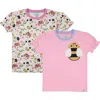 Lilly + Sid Organic Cotton Lilly And Sid And Stripe Print T-shirts In Multi