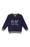 Lilly + Sid Organic Cotton Ok Slogan Print Sweatshirt In Blue