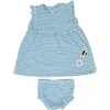Lilly + Sid Organic Cotton Stripe Print T-shirt And Short Set In Multi