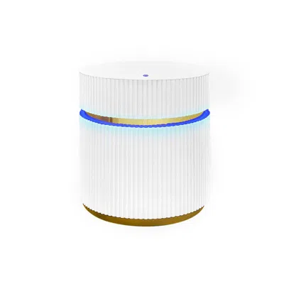 Lilola Home 19.5" Round White Side Table With Glass Top And Led Lights