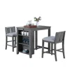 Lilola Home 3-piece Gray Finish Small Space Counter Height Dining Table With Shelves