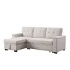 Lilola Home 84.5"w Beige Woven Fabric Reversible Sleeper Sectional Sofa In Neutral