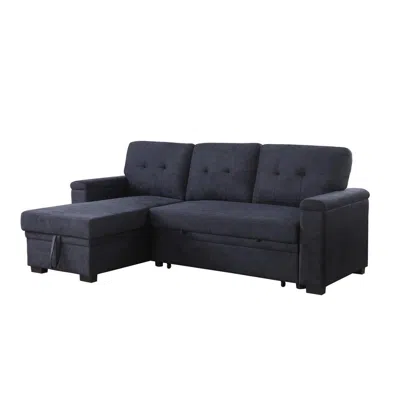 Lilola Home 84.5"w Dark Gray Woven Fabric Reversible Sleeper Sectional Sofa