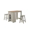 Lilola Home Alonzo Light Gray Small Space Counter Height Dining Table With Cabinet, Drawer, And 2 Ergonomic Coun