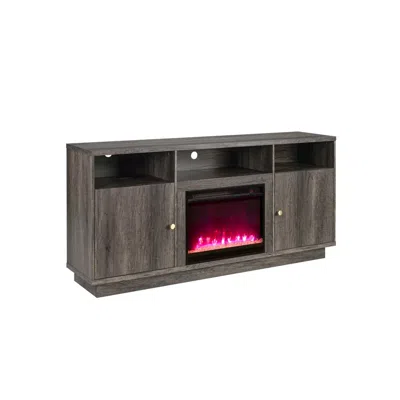 Lilola Home Ambrose 70"w Gray Walnut Finish Fireplace Tv Stand Console With Heater