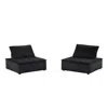 Lilola Home Anna Black Velvet Set Of 2 Armless Lounge Chair In Black