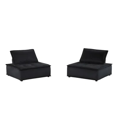 Lilola Home Anna Black Velvet Set Of 2 Armless Lounge Chair