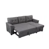 Lilola Home Ashlyn Dark Gray Reversible Sleeper Sectional Sofa With Storage Chaise, Usb Charging Ports And Pocke