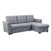 Lilola Home Avery Light Gray Linen Sleeper Sectional Sofa With Reversible Storage Chaise In Gray