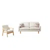 Lilola Home Bahamas Beige Linen Sofa And Chair Set With 2 Throw Pillows In Neutral