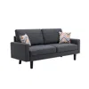Lilola Home Bahamas Dark Gray Linen Sofa With 2 Throw Pillows In Gray