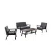 Lilola Home Bahamas Espresso Coffee Table Loveseat And 2 Chair Set In Black