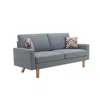 Lilola Home Bahamas Gray Linen Sofa With 2 Throw Pillows In Blue