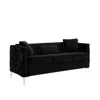 Lilola Home Bayberry Black Velvet Sofa With 3 Pillows In Black