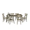 Lilola Home Bistro Vintage Walnut 72" Dining Table Set With Off White Fabric Dining Chairs