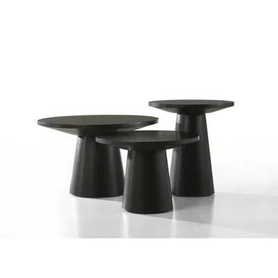 Lilola Home Black 3pc Coffee, End, & Console Occasional Table Set With Pedestal Base