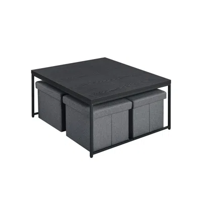 Lilola Home Caitlin Black Wood Grain 5 Piece Coffee Table Set