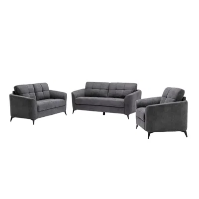 Lilola Home Callie Gray Velvet Fabric Sofa Loveseat Chair Living Room Set