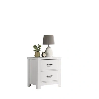 Lilola Home Cassini 21.5-inch White 2-drawer Nightstand – Modern Bedside Table With Black Handles & Smooth-glide