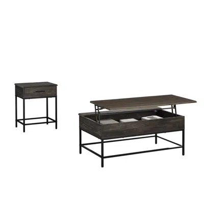 Lilola Home Cliff 2 Piece Brown Mdf Lift Top Coffee And End Table Set
