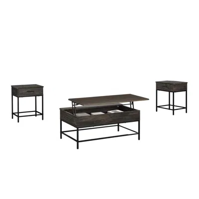 Lilola Home Cliff 3 Piece Brown Mdf Lift Top Coffee And End Table Set