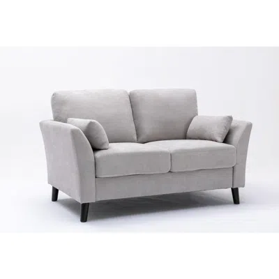 Lilola Home Damian Light Gray Velvet Fabric Loveseat