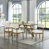Lilola Home Darla 7pc 70"w Rectangular Walnut Oak Geometric Cross Base Dining Set In Walnut Oak