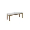 Lilola Home Darla Walnut Oak Dining Bench In Light Gray Fabric With Tufting
