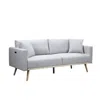 Lilola Home Easton Light Gray Linen Fabric Sofa With Usb Charging Ports Pockets & Pillows In Gray