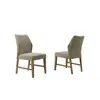 Lilola Home Eden Set Of 2 Beige Linen Dining Chair With Rustic Oak Finish Legs In Green