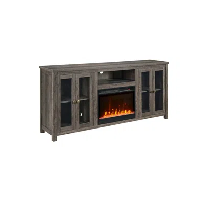 Lilola Home Ellington 70"w Gray Walnut Finish Fireplace Tv Stand Console With Heater