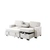 Lilola Home Estelle Beige Fabric Reversible Sleeper Sectional With Storage Chaise Drop-down Table 2 Cup Holders 