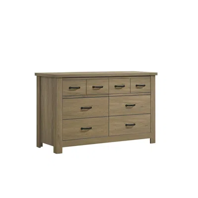 Lilola Home Finn Coffee Gray Oak Finish Dresser With 6 Drawers And Black Handles