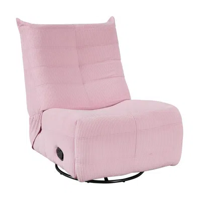 Lilola Home Georgena Pink Corduroy Swivel Glider Recliner