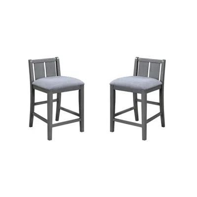 Lilola Home Graham Set Of 2 Gray Finish Upholstered Seat Counter Height Chair In Blue
