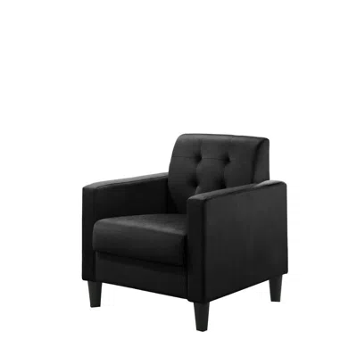 Lilola Home Hale Black Velvet Accent Armchair With Tufting