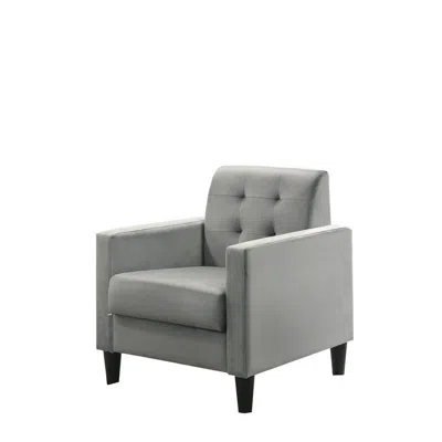 Lilola Home Hale Light Gray Velvet Accent Armchair With Tufting