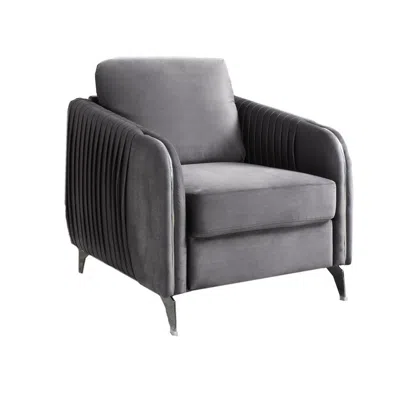 Lilola Home Hathaway Gray Velvet Modern Chic Accent Armchair