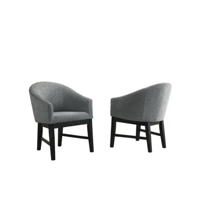 Lilola Home Haven Set Of 2 Gray Fabric Barrel Dining Chair With Black Finish Legs