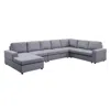 Lilola Home Hayden Light Gray Linen 7 Seat Reversible Modular Sectional Sofa Chaise In Gray