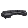 Lilola Home Hayden Modular Sectional Sofa With Reversible Chaise In Dark Gray Linen