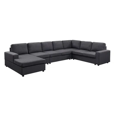 Lilola Home Hayden Modular Sectional Sofa With Reversible Chaise In Dark Gray Linen